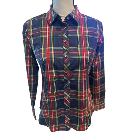 ⭐️ Women’s Talbots Fitted Plaid Button Up Shirt. Size 4 Petite - Picture 1 of 6